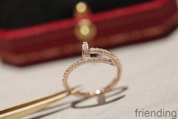 Womens thin nail ring top quality Designer Ring fashion diamond ring for woman man Electroplating 18k Classic Premium Rose Gold with box P53M 63PX