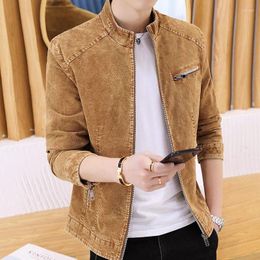 Men's Jackets 2024 Spring Autumn Cool Cotton Denim Jacket Men Stand Collar Vintage Retro Solid Colour Casual Outerwear For Young People