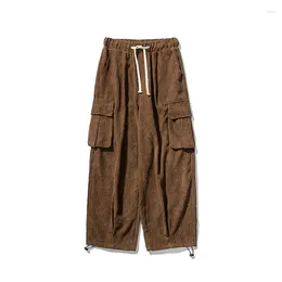 Men's Pants 2024 Workwear Corduroy Loose Wide Leg Straight Tube Solid Color Versatile Trendy Personalized Casual