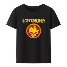 Flame Skull Head Punk Modal Print T Shirt The Offspring Band Hip-hop Hipster Streetwear Men Women Street Fashion Cool Camisetas 240102