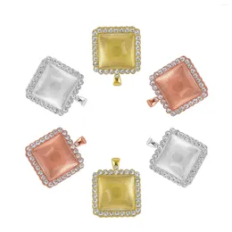 Pendant Necklaces 50pcs/Lot 25mm Square Tray Charms Bezel Setting For DIY Making Necklace Bracelet Keychain Jewellery Wholesale TYR009