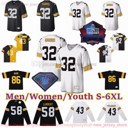 Custom S-6XL Throwback 1933-1999 Football 59 Jack Ham Jersey Stitch 88 Lynn Swann 95 Greg Lloyd 12 Terry Bradshaw 43 Troy Polamalu 86 Hines Ward 58 Jack Lambert Jerseys