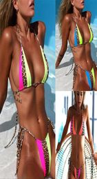 Simple Leopard Stitching Bandage Sexy Split Swimsuit Bikini Swimsuit Bikini Female European and American Explosion Models8240654