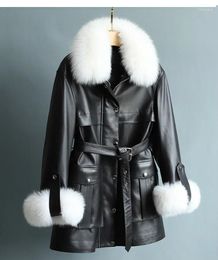 Women's Leather 2024 Real Jacket Women Warm Down Jackets Sheepskin Coat Female Fur Collar Winter Clothes Chaqueta Mujer