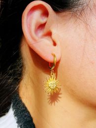 Hoop Earrings Cute And Exquisite Stainless Steel Sun God Suitable For Women's Daily Versatile Style