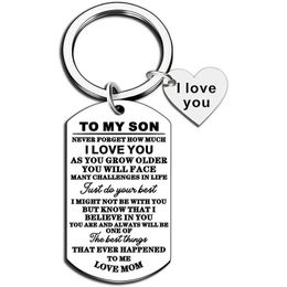 Keychain for Women Men Kids Letter Stainless Steel Keys Chains Father Mother To My Son Birthday Gift Souvenir Wholesale