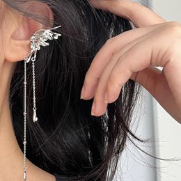 Backs Earrings 1 PCS/1 Pair Alloy No Ear Hole Angel Y2K Fairy Butterfly Earring Hanging Sliver Clips Fringe