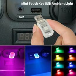 1pc Mini LED USB Car Interior Light Touch Key Atmosphere Ambient Lamp Accessories