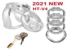 Beauty Items HTV4 Chastity Cage Virginity Lock Cuckold Slave Male Device sexy Toys For Man Resin Cock Set With 4 Penis Rings8870984048457