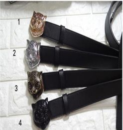 Men black belt Genuine leather Business belts Pure Colour belt tiger pattern belt buckle c122752725