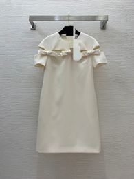 10006 XL 2024 Milan Runway Dress SPring Crew Neck Short Sleeve Mid Calf White Brand Same Style Womens Dress Fashion High Quality weiniG23122782