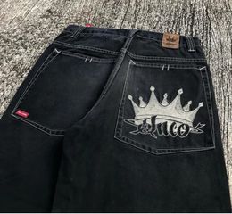 fashion jeans jnco high street retro pocket printed mens waist straight loose casual floor mopping pants 240102