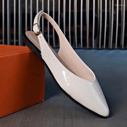 Toe Sandals Fashion Slingback Spring Pointed Women Flat Heels Buckle Strap Wedding Bride Shoes Female Zapatos Mujer V