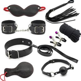 Massagers 8 piece/pack adult games sex product for couples bondage restraint Set Handcuff Whip mask rope erotic Toy Kit sex toy for woman
