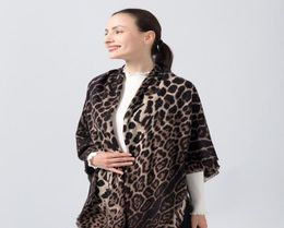 Scarves 2021 Winter Women039s Large Square Scarf Cashmere Leopard Print Shawl Warm Soft Ladies Blanket 130X1306215618