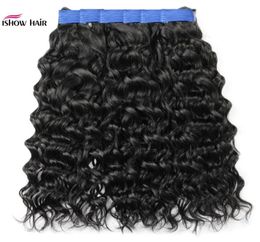 Ishow 10A Indian Remy Human Hair Bundles Weft Extensions Brazilian Water Wave 34 PCS Deals Kinky Curly Loose Deep Body for Women 1815342