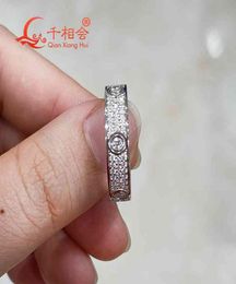 925 Silver Rings Classic Love Three Rows of Luxury Eternity Ring Ladies'Vvs Moissanite Wedding Engagement5983046