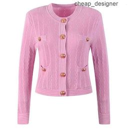 balman ballmain 2023 Spring/summer New Jacket Long Sleeve High Edition Slim Fit Knitted Sweater Cardigan Coat Pink Set 38FY