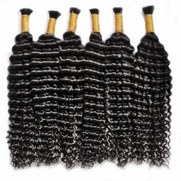 Bulks High Quality Bulk Human Hair Bundles Deep Wave Braiding Hair 1428 inch Natural Black Colour 1428inch 100g/pack