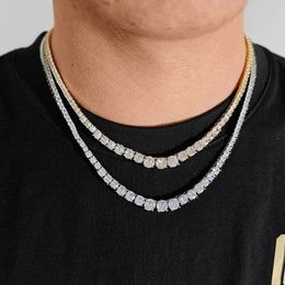 High Quality Hip Hop Gradient Zircon Size Tennis Chain Necklace Mens Chain Full 5A T Zircon Jewellery