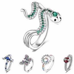 925 Sterling Silver 3d snake Ring 20 designs punk butterfly rings For Women Original 925 Silver Rings Brand Jewelry Gift