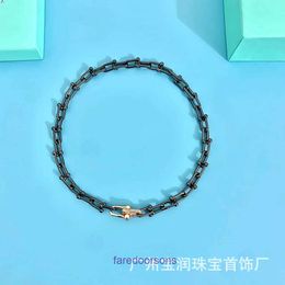 Top Quality Tifannissm necklace For women online store T Family Hardwear Series shaped Horseshoe Set Diamond Black Gold Necklace Fashion s9 Have Original Box