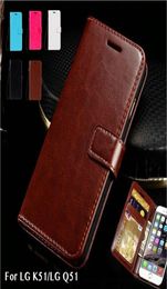 Mobile phone case business crazy horse pattern wallet type card case For LG Q51 bracket mobile phone protective sleeve6628888