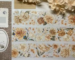 Vintage The Aroma Autumn Gardenia Floral Washi Pet Tape DIY Card Making Scrapbooking Plan Dekorativ klistermärke 240103