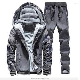 Men's Hoodies Winter Thick Inner Wool Hoodie Men Hat Casual Active Zipper Exercise Sets Tracksuit Sportswear Sweatshirts Plus Size 4xl 5xl