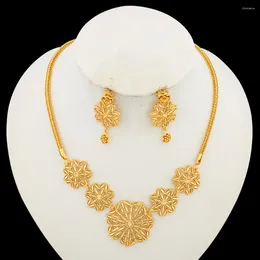 Necklace Earrings Set Italian Gold Color Jewelry For Women Bohemia Flower Design And Party Engagement Jewellery Gifts