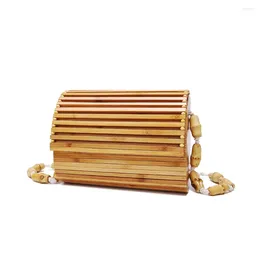 Evening Bags Bamboo Bag Wood Fashion Crossbody Shoulder Women Summer Beach Flap Ladies Messenger High Quality Bohemia Cover Hard