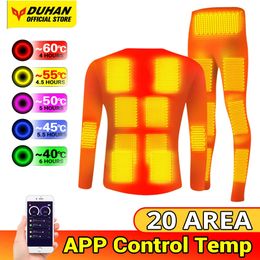 Electric Heated Fleece Lined Thermal Tops Pants Heated Underwear Smart Phone APP Control Temperature Motorcycle Jacket Suit 240103
