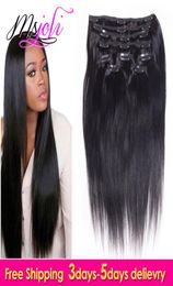 9A Indian Virgin Human Hair Clip In Extension Straight Full Head Natural Color 7Pcslot 1228 Inches From Ms Joli7853136
