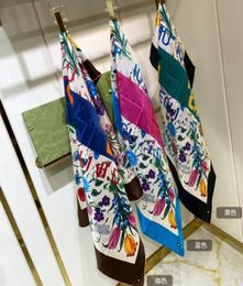 Fashion Women Summer Scarf Designer Silk Scarf Luxury Flower Letter Hand Embroidered 9090cm Shawl Small Squares High Quality Turb7413112