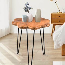 Living Room Furniture Hoegmst Mushroom Side Table 18.9 Inch Tall Live Edge Wood Stool Form Natural Plant Stand For Garden Yard Bedro Dh3Mq