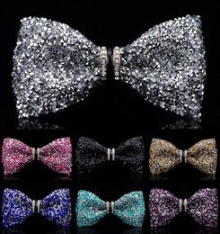 Neck Ties Fashion Tuxedo Bow Tie Men Red And Black Crystal Glass Groom Marry Wedding Party Colourful Striped Butterfly Cravats Mens7981999