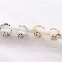 Stud Earrings 2024 Fashion Women C-Shaped Zircon Inlaid Classic Circle Round Hook-ups Sexy Party Jewerly