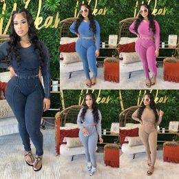 Tracksuit Women Sportswear Casual Two Piece Set Sexy Bodycon Long Sleeve T Shirt Top And Pit Striped Pants Sports Sweatsuit Outfits