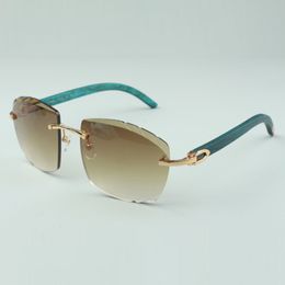 Direct sales newest high-end cutting lens sunglasses 4189706-A teal natural wooden sticks size 58-18-135 mm