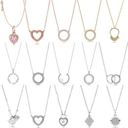 Necklaces 100% Sterling Sier Pan Model Charm Necklace Pendant Female Heart Valentine's Day Heartshaped Necklace Fashion Jewelry