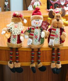 3PCSSet Super Cute Christmas Plush Toy Long Leg Sitting Santa Clause Snowman Reindeer Doll Christmas Ornaments5876828