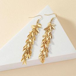 Dangle Earrings Metal Leaf Drop Long For Women Party Holiday OL Fashion Jewellery Ear Accessories E312