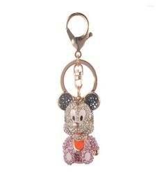 Keychains High Quality Drip Alloy Keychain Chaveiro Drop Oil Cute Little Baby Mouse Rhinestone Crystal Beads Stainless Key Ring2628464