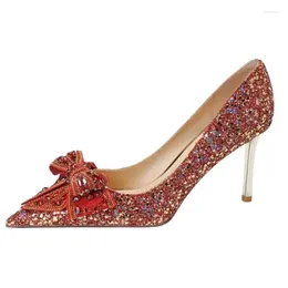 Dress Shoes Rhinestone Bride Wedding High Heel Stiletto Women Red Heels