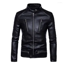 Men's Jackets Est British Motorcycle PU Leather Jacket Classic Design Multi-zippers Locomotive Bomber Coat 5XL