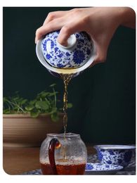 Teaware Sets Jingdezhen Blue White Porcelain Three Lid Ceramic Cup Large Single Household Professional Set Tea Bowl