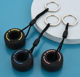 Keychains Cute Mini PVC Soft Rubber Tyre Keychain Creative Pendant For Car Decoration Key Chain Accessories Women Men Llaveros Gif1315584