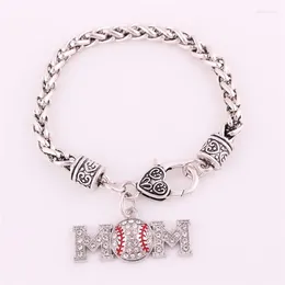 Charm Bracelets Female Male Bracelet MOM Letter Pendant Baseball Shape Design Sparkling Crystals Sporty Jewellery Zinc Alloy Drop