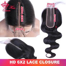 Closures Real Invisible HD Lace 6x2 Lace Closure Brazilian Virgin Human Raw Hair Body Wave and Straight Small Knots Pre Plucked Hairline Fr