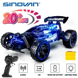 Sinovan Remote Control for Kids 1 18 Scale RC Racing with LED Lights 24GHz Car Outdoor Toys Gifts Boys Girls 240103